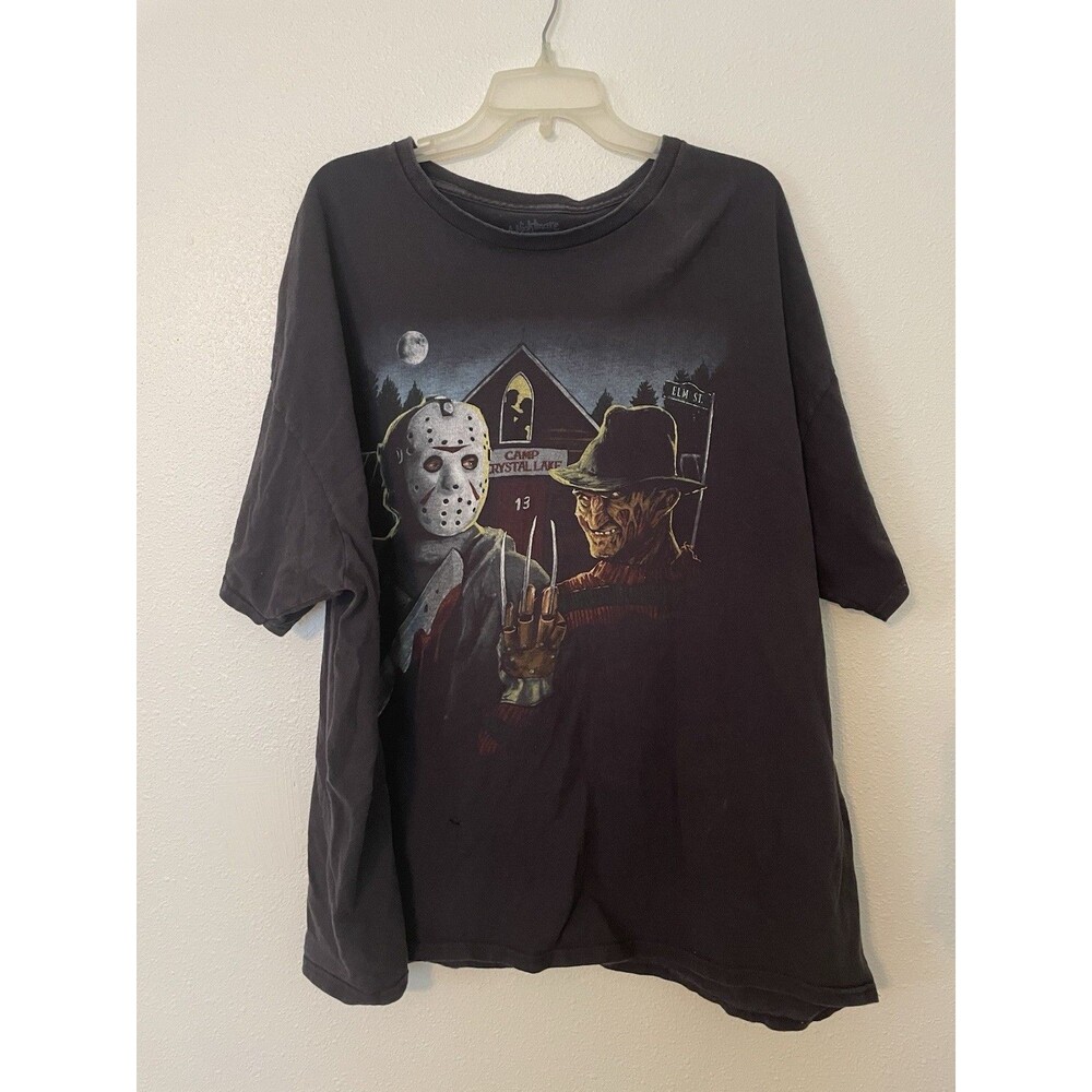 Freddy Krueger & Jason Voorhees American Gothic T-Shirt Adult Men's 3XL Black